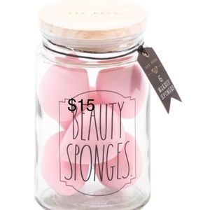 Rae Dunn Beauty blenders and jar